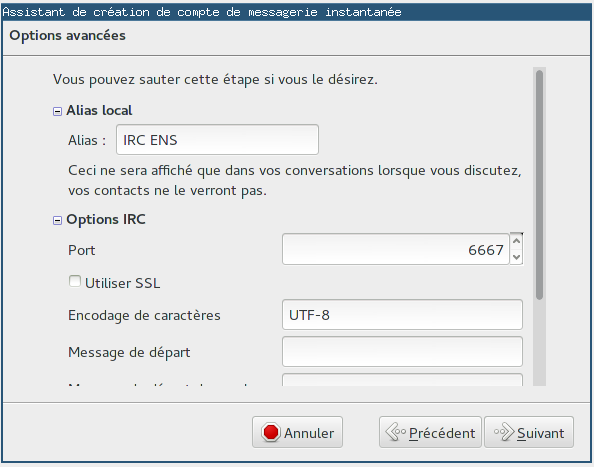 Assistant compte de messagerie instantanée de Thunderbird