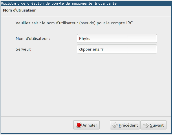 Assistant compte de messagerie instantanée de Thunderbird