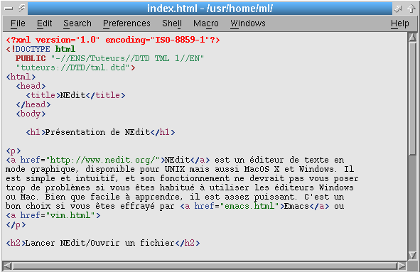 [Capture d'cran de NEdit]